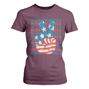 No Kings In America T Shirt For Women USA Flag Peace Sign Hand 4th of July Patriotic TS10 Maroon Print Your Wear