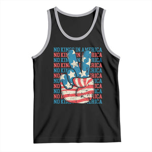 No Kings In America Tank Top USA Flag Peace Sign Hand 4th of July Patriotic TS10 Black Athletic Heather Print Your Wear