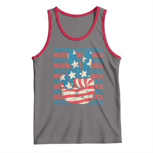 No Kings In America Tank Top USA Flag Peace Sign Hand 4th of July Patriotic TS10 Deep Heather Red Print Your Wear