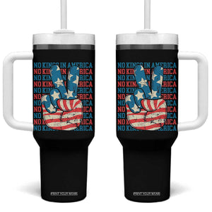 No Kings In America Tumbler With Handle USA Flag Peace Sign Hand 4th of July Patriotic TS10 One Size: 40 oz Black Print Your Wear