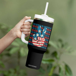 No Kings In America Tumbler With Handle USA Flag Peace Sign Hand 4th of July Patriotic TS10 Print Your Wear