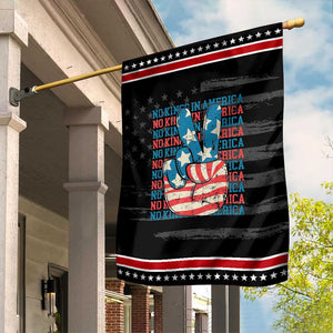 No Kings In America Garden Flag USA Flag Peace Sign Hand 4th of July Patriotic TS10 Distressed Black Red Print Your Wear