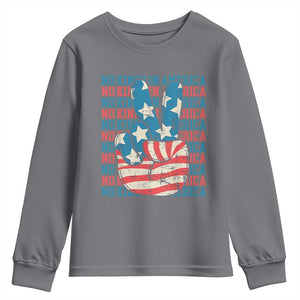 No Kings In America Youth Sweatshirt USA Flag Peace Sign Hand 4th of July Patriotic TS10 Charcoal Print Your Wear