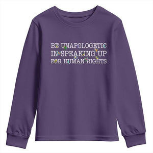 Unapologetic Speaking For Human Rights Youth Sweatshirt Positive Message Protest Bird Diversity TS10 Purple Print Your Wear