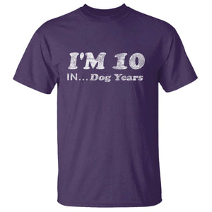 Funny 70th Birthday Gag Gift T Shirt Vintage I'm 10 In Dog Years Funny Turning 70 Year Old TS10 Purple Print Your Wear
