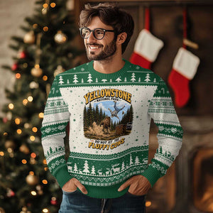 Yellowstone National Park Do Not Pet The Fluffy Cows Bison Ugly Christmas Sweater