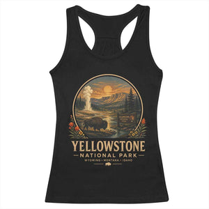 Vintage Yellowstone National Park Vintage Bison Geyser Racerback Tank Top Wyoming Montana Idaho Hiking Camping TS10 Black Print Your Wear
