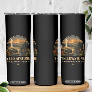 Vintage Yellowstone National Park Vintage Bison Geyser Skinny Tumbler Wyoming Montana Idaho Hiking Camping