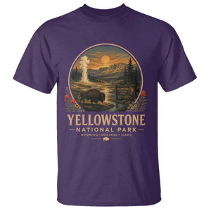 Vintage Yellowstone National Park Vintage Bison Geyser T Shirt Wyoming Montana Idaho Hiking Camping TS10 Purple Print Your Wear
