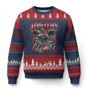 Jimothy Raccoon Ugly Christmas Sweater Vintage 90s Bootleg Rap Style Funny Meme