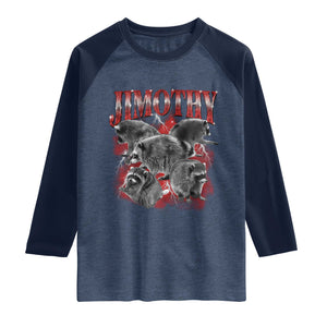 Jimothy Raccoon Raglan Shirt Vintage 90s Bootleg Rap Style Funny Meme