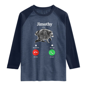 Jimothy Calling Phone Call Seattle Raccoon Raglan Shirt