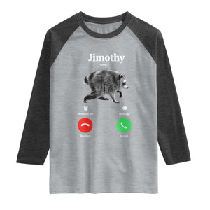 Jimothy Calling Phone Call Seattle Raccoon Raglan Shirt