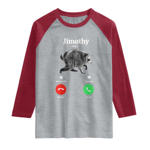 Jimothy Calling Phone Call Seattle Raccoon Raglan Shirt