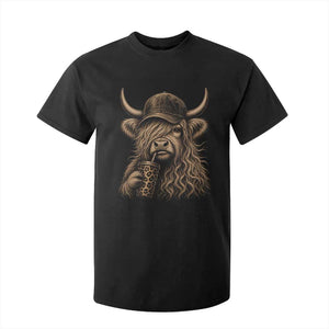 Highland Cow Funny Cute Coffee Lover Graphic T Shirt For Kid