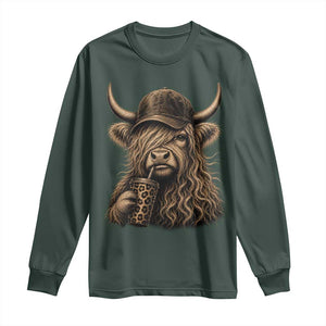 Highland Cow Funny Cute Coffee Lover Graphic Long Sleeve Shirt