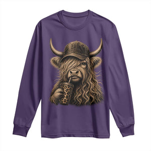 Highland Cow Funny Cute Coffee Lover Graphic Long Sleeve Shirt