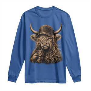 Highland Cow Funny Cute Coffee Lover Graphic Long Sleeve Shirt