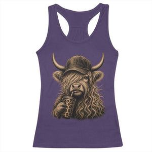 Highland Cow Funny Cute Coffee Lover Graphic Racerback Tank Top