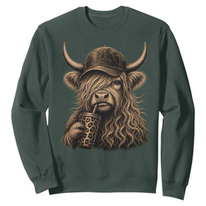 Highland Cow Funny Cute Coffee Lover Graphic Sweatshirt
