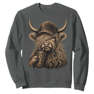 Highland Cow Funny Cute Coffee Lover Graphic Sweatshirt