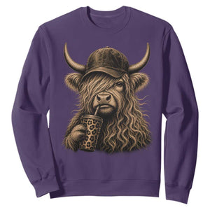 Highland Cow Funny Cute Coffee Lover Graphic Sweatshirt