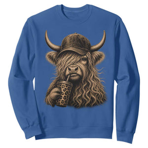 Highland Cow Funny Cute Coffee Lover Graphic Sweatshirt