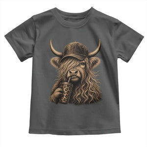 Highland Cow Funny Cute Coffee Lover Graphic Toddler T Shirt