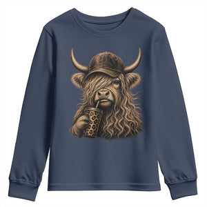 Highland Cow Funny Cute Coffee Lover Graphic Youth Sweatshirt