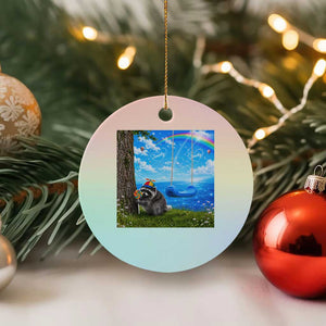 Jimothy Raccoon Dreamcore Ceramic Ornament Seattle Trash Panda Gen Z Humor Rainbow Aesthetic