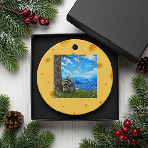 Jimothy Raccoon Dreamcore Ceramic Ornament Seattle Trash Panda Gen Z Humor Rainbow Aesthetic