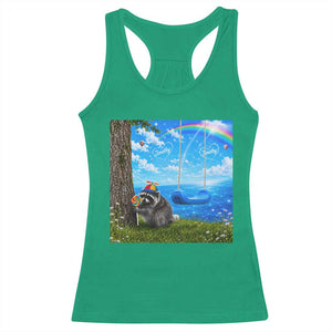 Jimothy Raccoon Dreamcore Racerback Tank Top Seattle Trash Panda Gen Z Humor Rainbow Aesthetic
