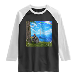 Jimothy Raccoon Dreamcore Raglan Shirt Seattle Trash Panda Gen Z Humor Rainbow Aesthetic