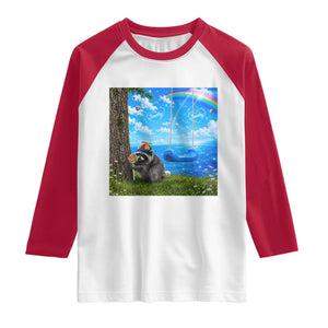 Jimothy Raccoon Dreamcore Raglan Shirt Seattle Trash Panda Gen Z Humor Rainbow Aesthetic