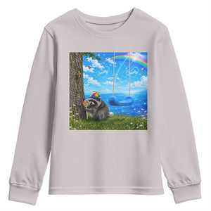 Jimothy Raccoon Dreamcore Youth Sweatshirt Seattle Trash Panda Gen Z Humor Rainbow Aesthetic