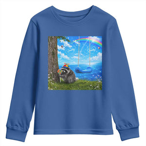 Jimothy Raccoon Dreamcore Youth Sweatshirt Seattle Trash Panda Gen Z Humor Rainbow Aesthetic
