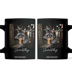 Jimothy Raccoon Drinking Iced Coffee Night City Aesthetic Coffee Mug