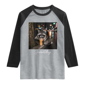 Jimothy Raccoon Drinking Iced Coffee Night City Aesthetic Raglan Shirt