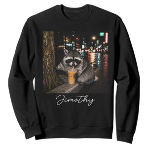 Jimothy Raccoon Drinking Iced Coffee Night City Aesthetic Sweatshirt