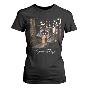 Jimothy Raccoon Drinking Iced Coffee Night City Aesthetic T Shirt For Women
