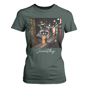 Jimothy Raccoon Drinking Iced Coffee Night City Aesthetic T Shirt For Women