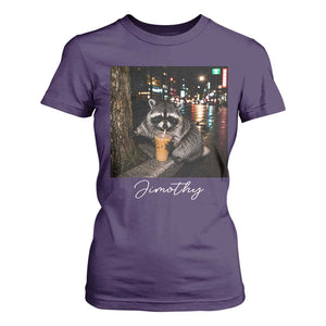 Jimothy Raccoon Drinking Iced Coffee Night City Aesthetic T Shirt For Women