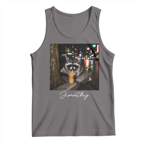 Jimothy Raccoon Drinking Iced Coffee Night City Aesthetic Tank Top