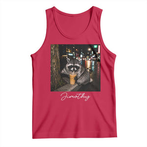 Jimothy Raccoon Drinking Iced Coffee Night City Aesthetic Tank Top