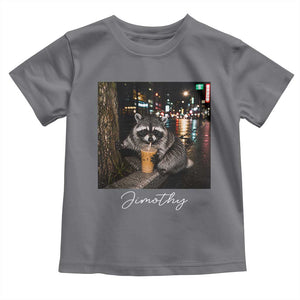 Jimothy Raccoon Drinking Iced Coffee Night City Aesthetic Toddler T Shirt