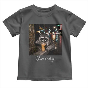 Jimothy Raccoon Drinking Iced Coffee Night City Aesthetic Toddler T Shirt