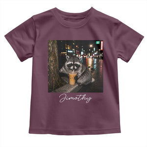 Jimothy Raccoon Drinking Iced Coffee Night City Aesthetic Toddler T Shirt