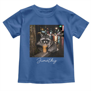 Jimothy Raccoon Drinking Iced Coffee Night City Aesthetic Toddler T Shirt