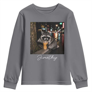 Jimothy Raccoon Drinking Iced Coffee Night City Aesthetic Youth Sweatshirt