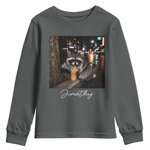 Jimothy Raccoon Drinking Iced Coffee Night City Aesthetic Youth Sweatshirt